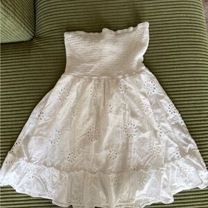 White Eyelet Strapless Dress